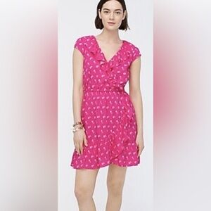 J Crew Size 8 Pink & White Ruffled Mini Dress